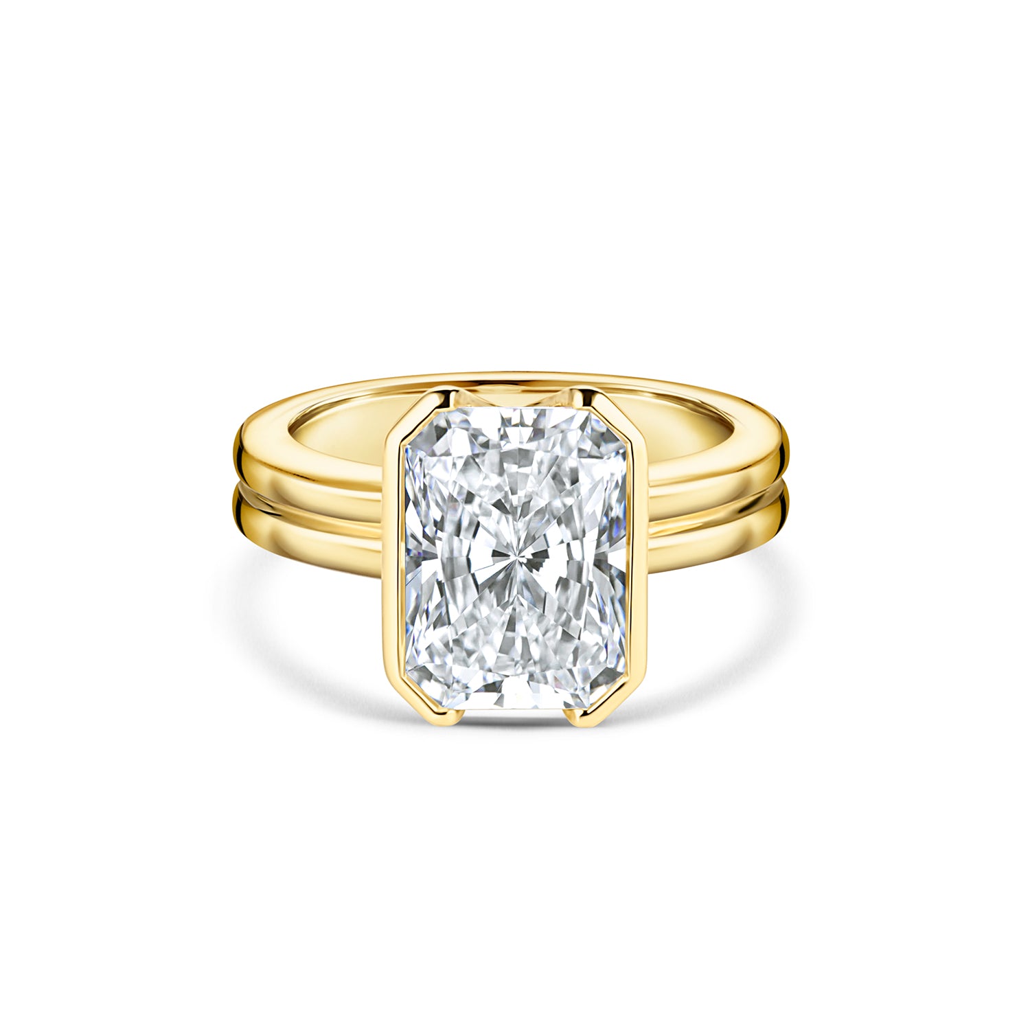 Half Bezel Radiant Ring