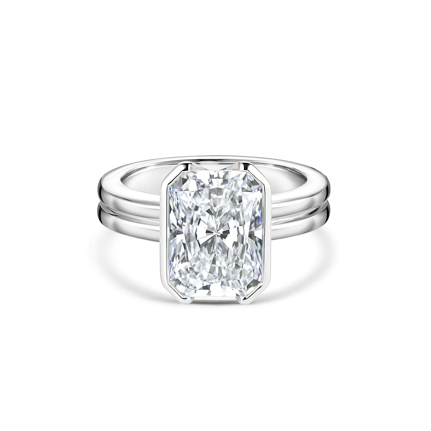 Half Bezel Radiant engagement Ring