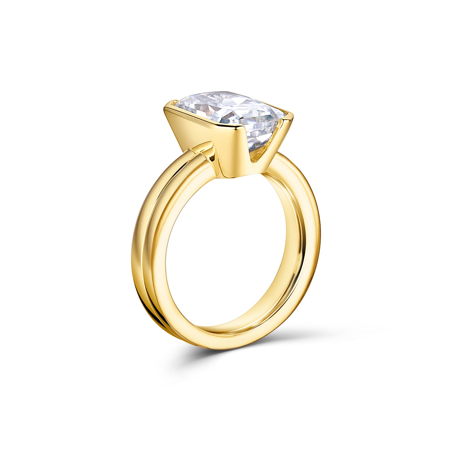 Half Bezel Radiant Cut engagement Ring