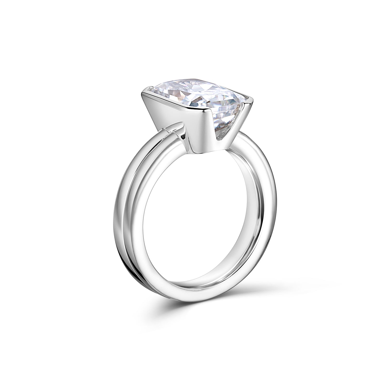 Half Bezel Radiant engagement Ring