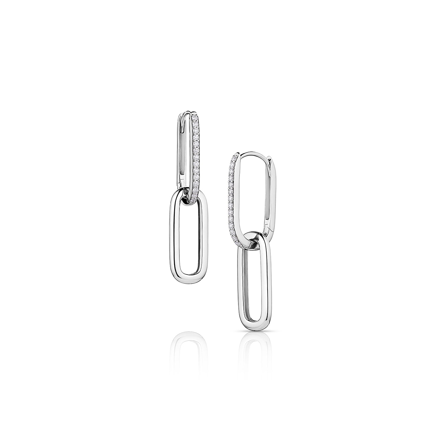 Paperclip Earrings White Gold