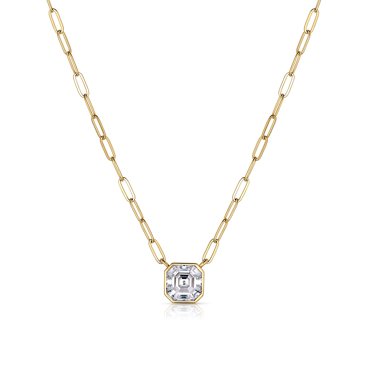 Paperclip Asscher Bezel Necklace