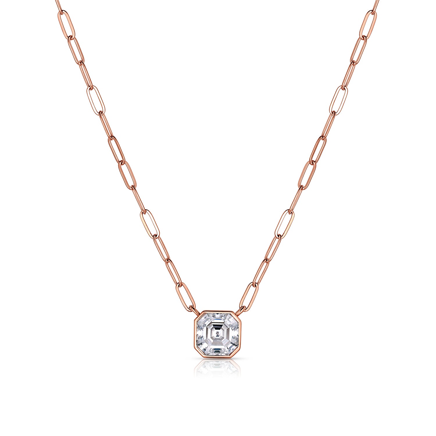 Paperclip Asscher Bezel Necklace