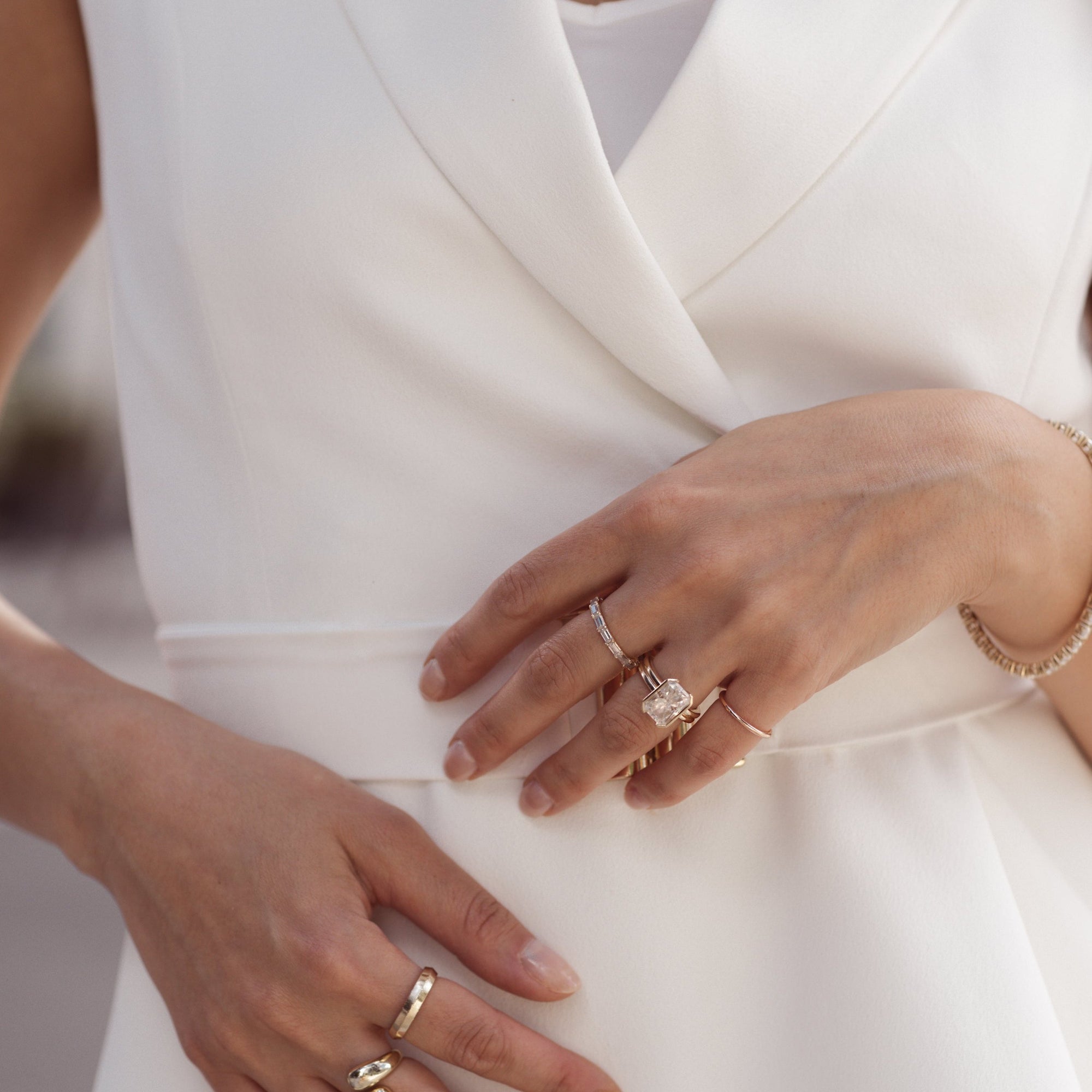 Half Bezel Radiant Cut Ring