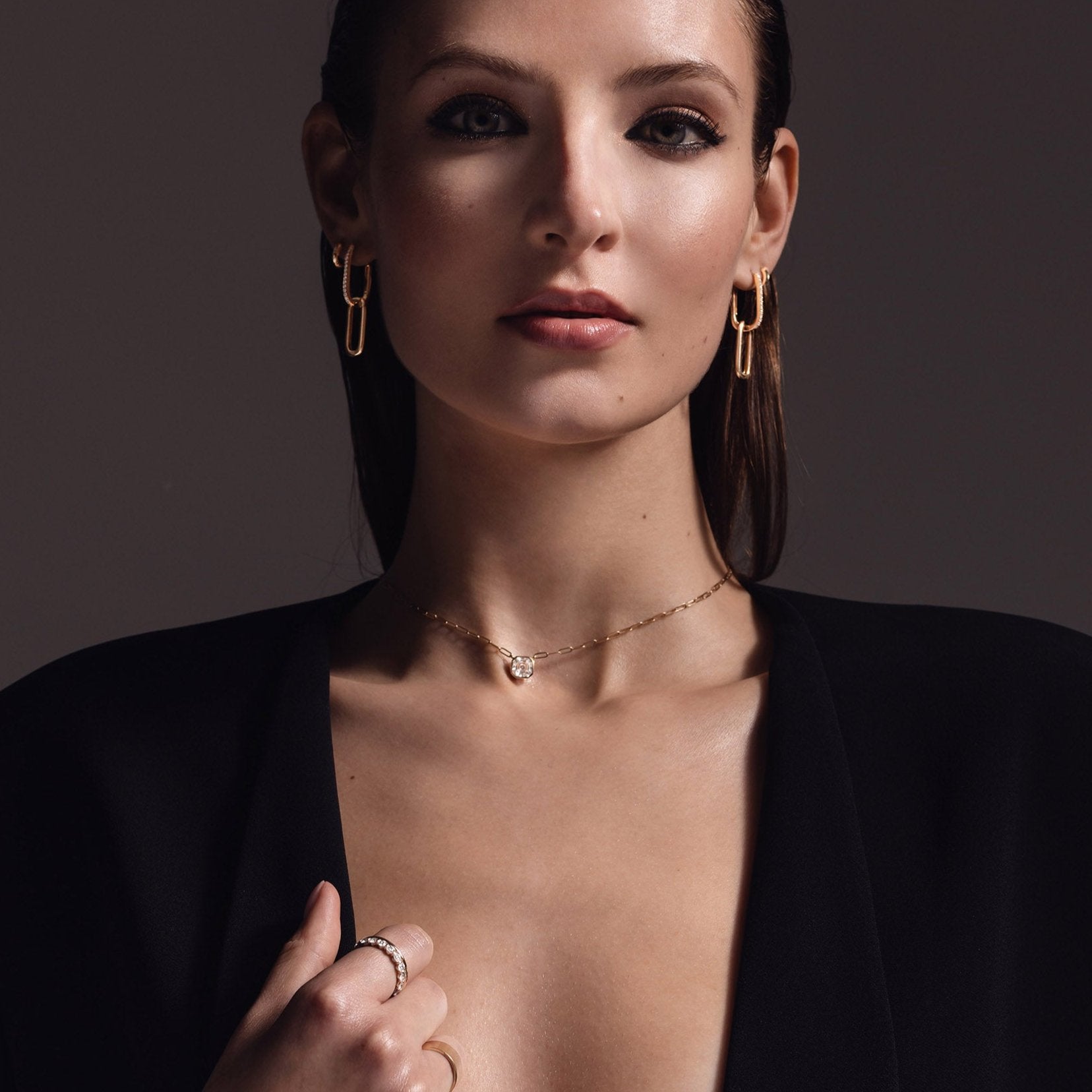 Yellow Gold Paperclip Earrings