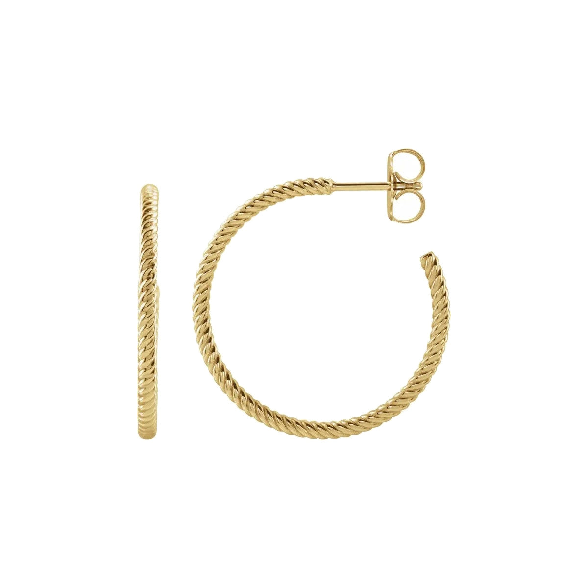 Rope Hoop Earrings in 14K Yellow Gold