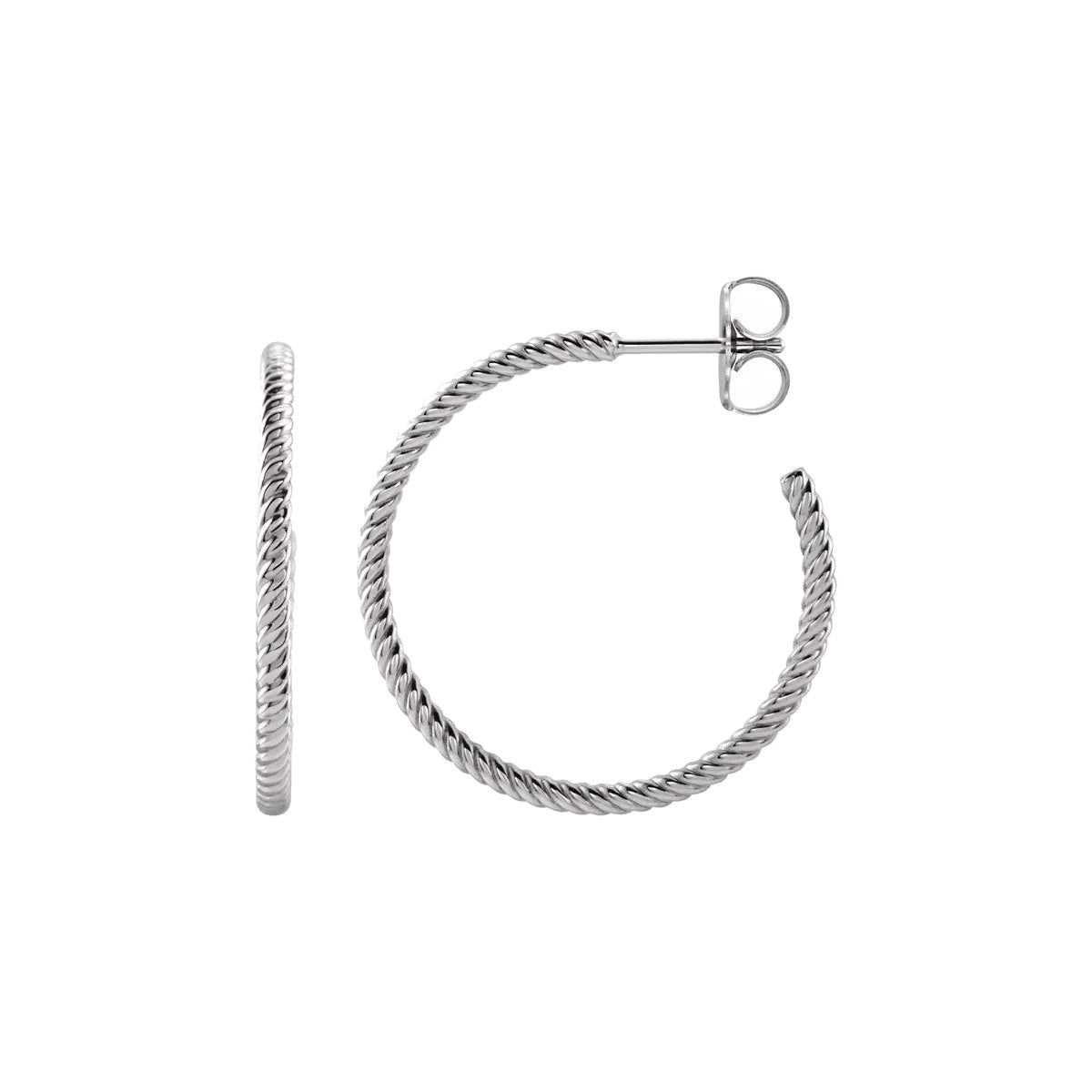 Rope Hoop Earrings in Sterling Silver