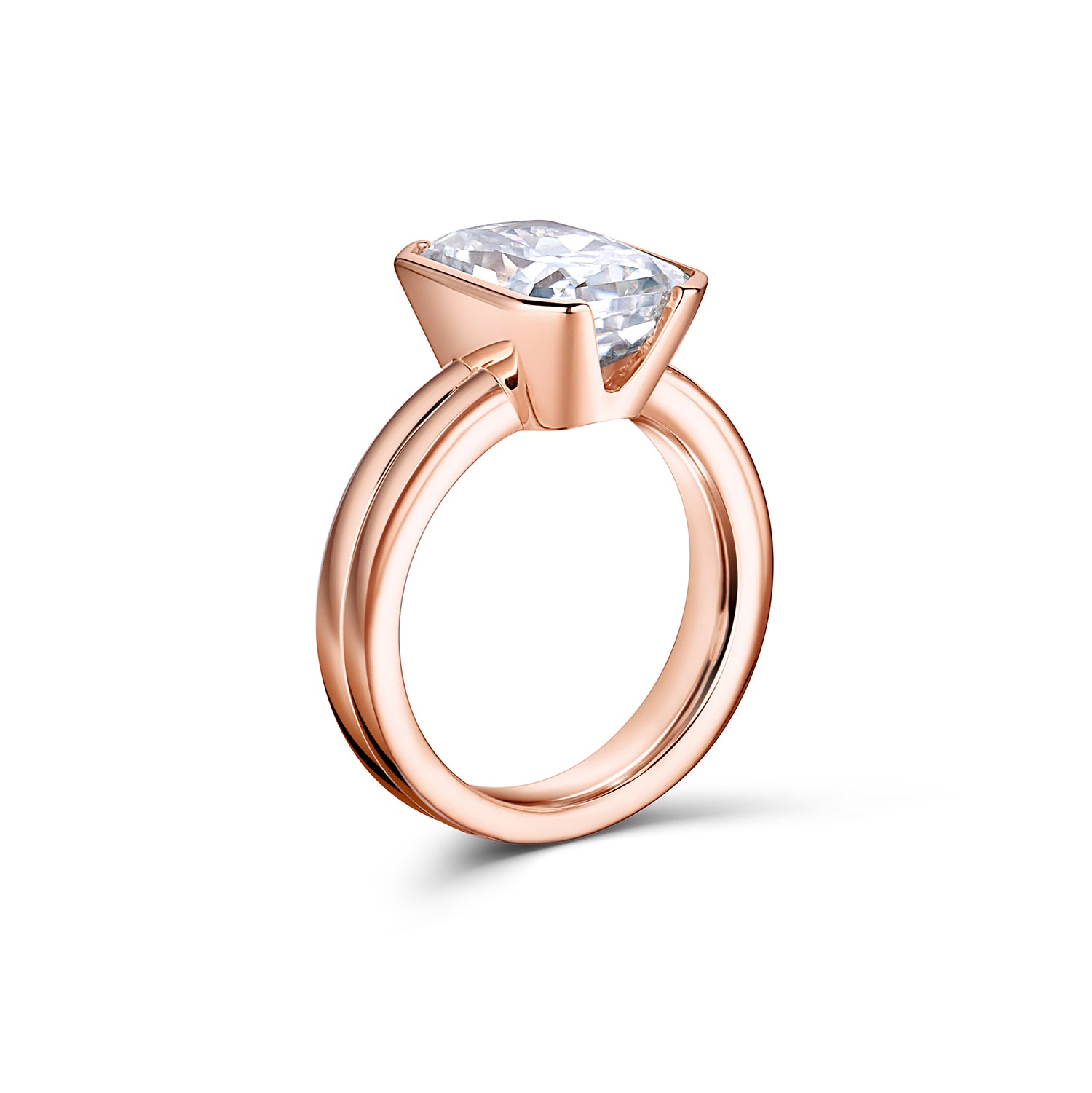 Half Bezel Radiant Ring