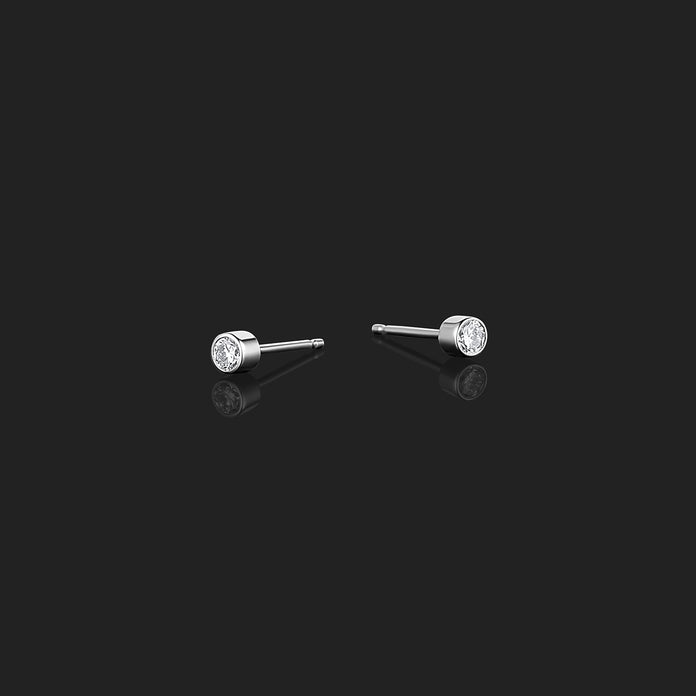 Bezel Set Round Stud Earrings