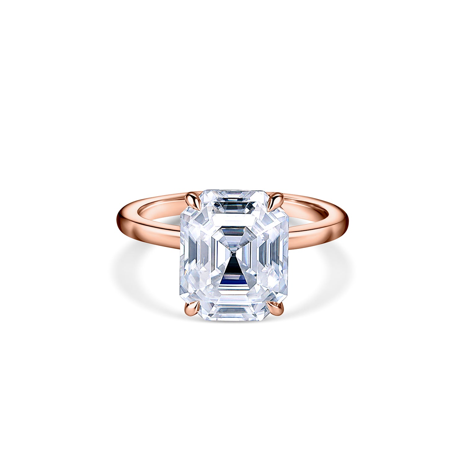 Elongated Asscher Solitaire Engagement Ring