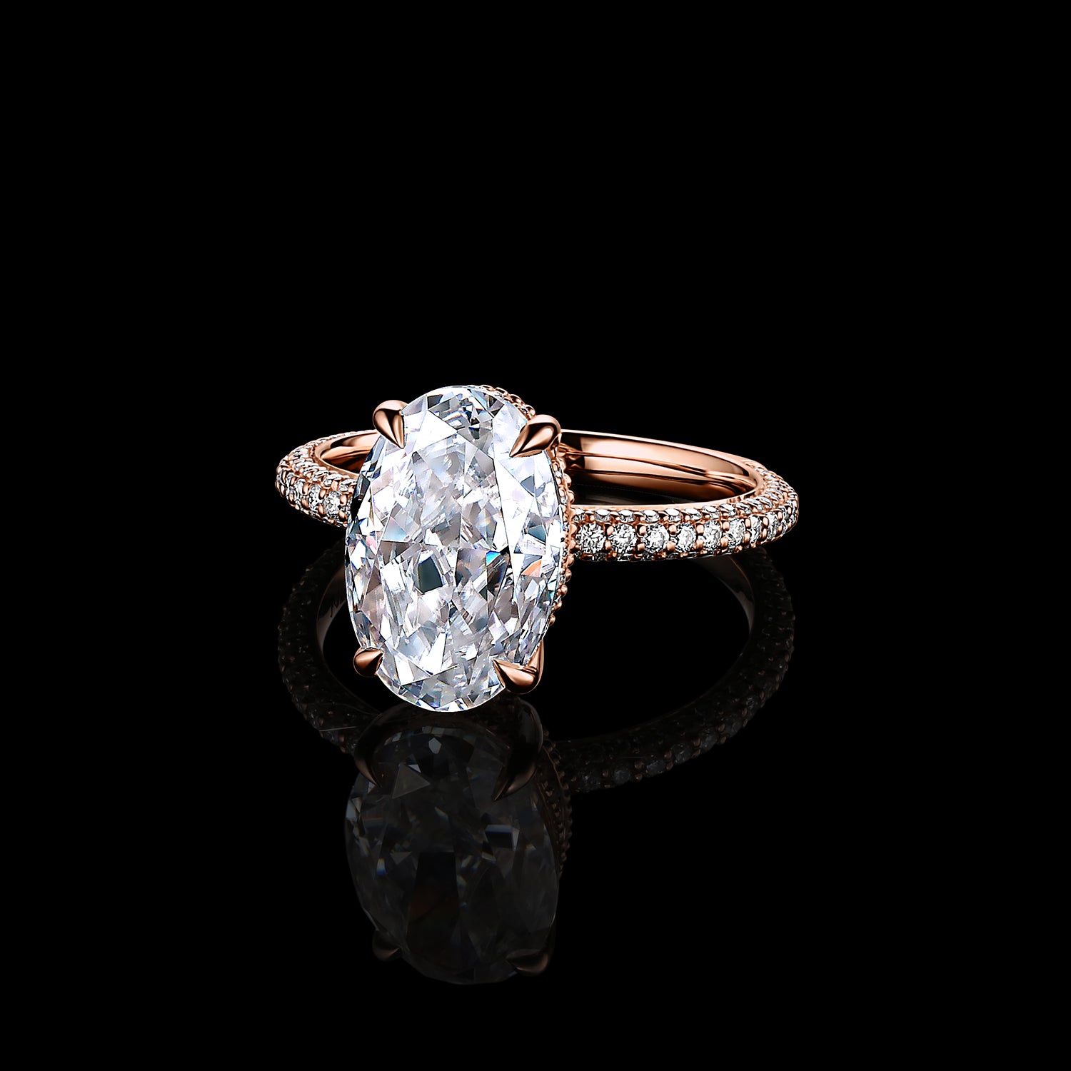 lab diamond 4-prong stud ring